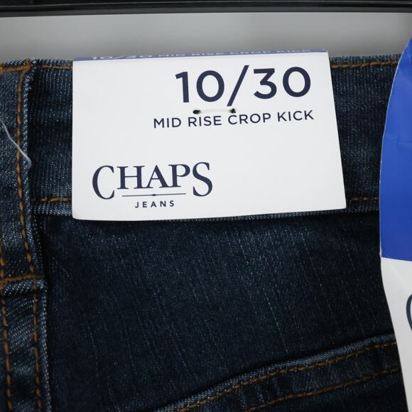 Chaps Jeans Womens 10 Blue Cotton Stretch Denim Mid Rise Crop Kick Flare 30W New - Picture 6 of 14